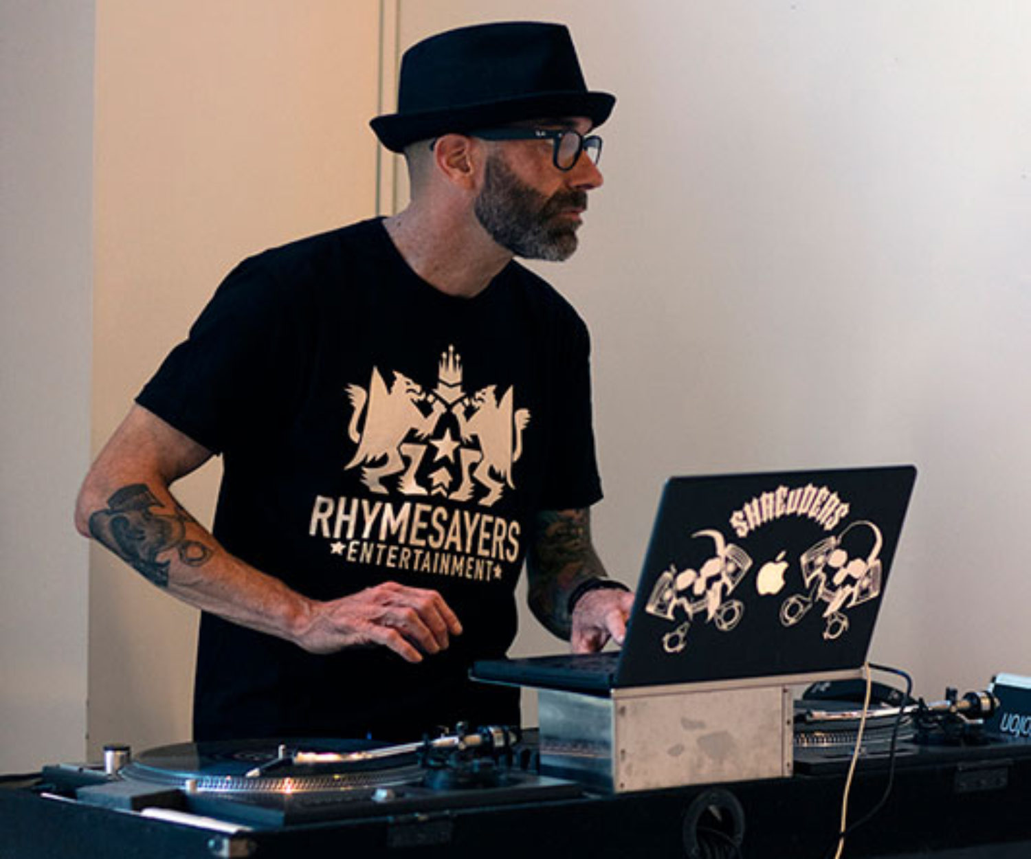 Trevor Chapman aka Dr Trey warming up before spinning non-stop classics all night.